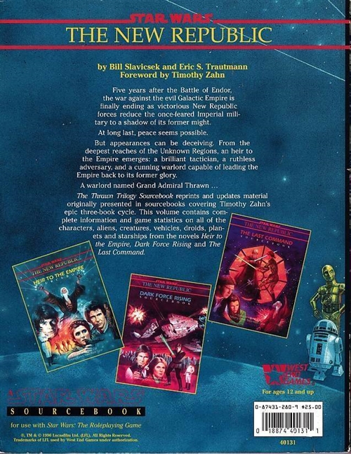 Star Wars D6 - The New Republic - The Thrawn Trilogy Sourcebook (B Grade) (Genbrug)